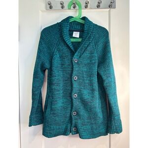 Gymboree Boys Teal Marled Shawl Collar Cardigan Sweater 100% Cotton Size S 5-6